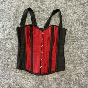 Fanci Club Structured Medieval Elegant Red and Black Corset Top Size XXL